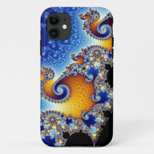 Mandelbrot Blue Double Spiral Fractal iPhone 11 Case
