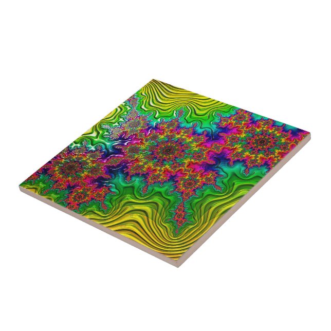 Mandelbrot Colour Explosion  Ceramic Tile (Side)