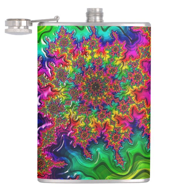 Mandelbrot Colour Explosion Hip Flask (Opened)