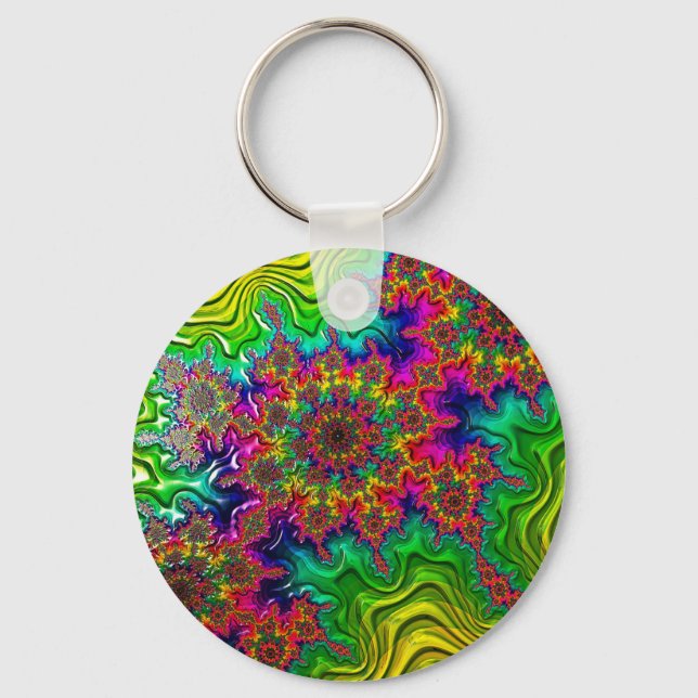 Mandelbrot Colour Explosion Key Ring (Front)
