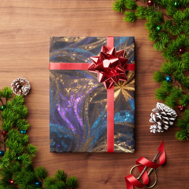 Mandelbrot Flowers Retro Colourful Personalised Pa Wrapping Paper (Holiday Gift)