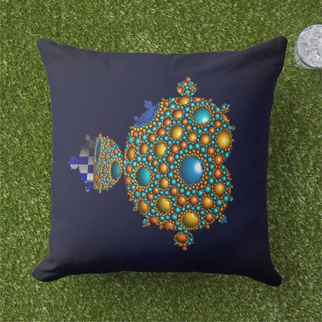  Mandelbrot Fractal Apollonian Sphere Blue Gold Cushion (Grass)