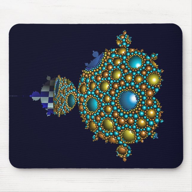  Mandelbrot Fractal Apollonian Sphere Blue Gold Mouse Pad (Front)