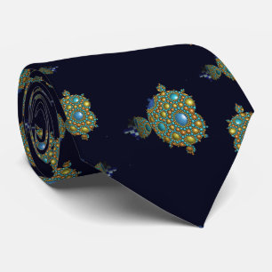 Mandelbrot Fractal Apollonian Sphere Blue Gold Tie