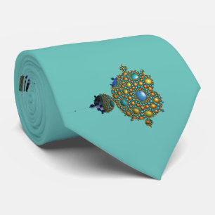 Mandelbrot Fractal Apollonian Sphere Blue Gold Tie