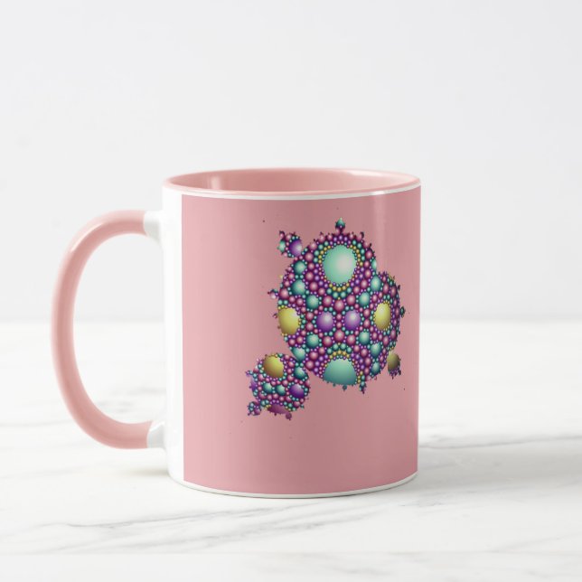  Mandelbrot Fractal Apollonian Sphere Pink Gold Mug (Left)