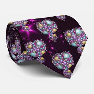 Mandelbrot Fractal Apollonian Sphere Purple Gold Tie