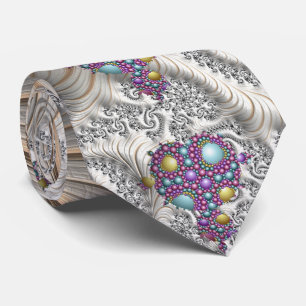  Mandelbrot Fractal Apollonian Sphere Purple  Gold Tie