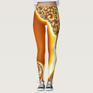 Mandelbrot Fractal Orange Leggings