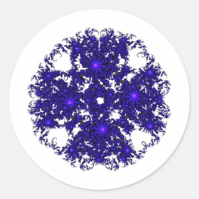 Mandelbrot Fractal Purple Circle Classic Round Sticker (Front)