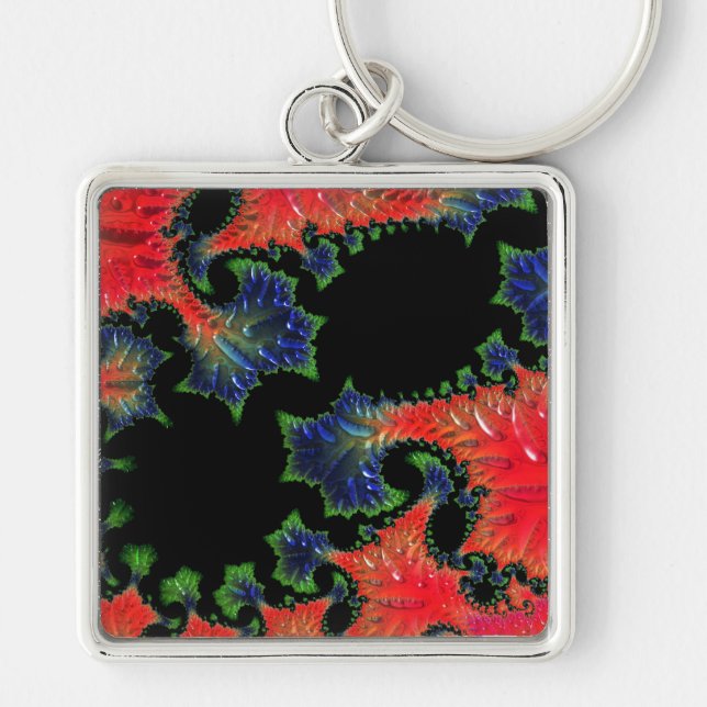 Mandelbrot Garden Square Key Ring (Front)