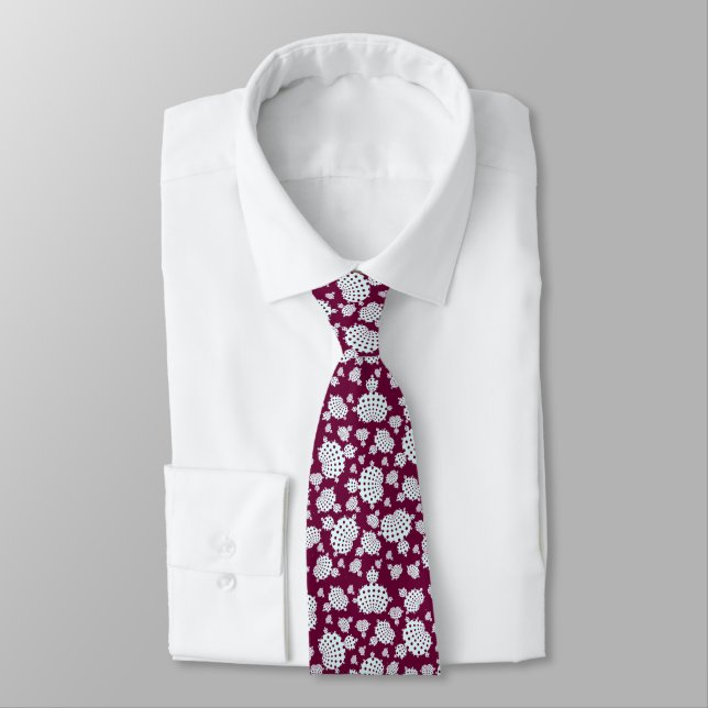 Mandelbrot magenta and white polka dot neck tie (Tied)