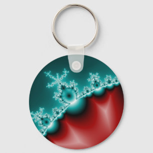 Mandelbrot Red Blue Fractal Key Ring