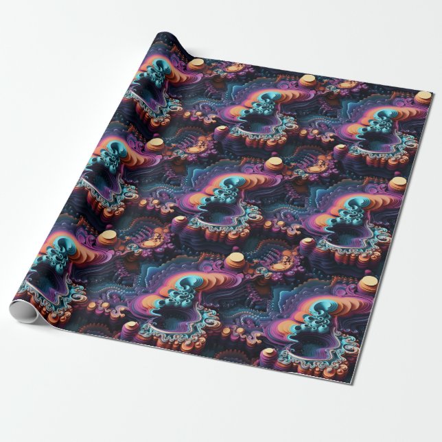 Mandelbrot Set 3D Wrapping paper for math lovers (Unrolled)