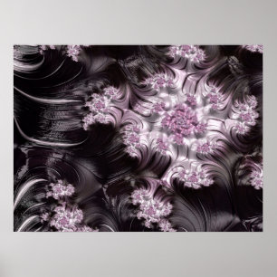 Mandelbrot Set Fractal Digital Art Pink & Black Poster