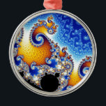 Mandelbrot Set Satellite Double Spiral Fractal Metal Ornament<br><div class="desc">The Mandelbrot set is a mathematical set of points whose boundary is a distinctive and easily recognisable two-dimensional fractal shape. The set is closely related to Julia sets (which include similarly complex shapes) and is named after the mathematician Benoit Mandelbrot,  who studied and popularised it.</div>