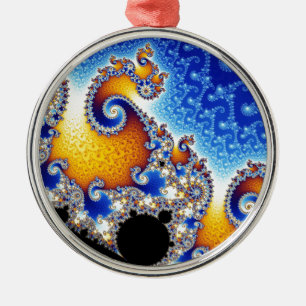 Mandelbrot Set Satellite Double Spiral Fractal Metal Ornament