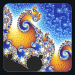 Mandelbrot Set Satellite Double Spiral Fractal Square Sticker<br><div class="desc">The Mandelbrot set is a mathematical set of points whose boundary is a distinctive and easily recognisable two-dimensional fractal shape. The set is closely related to Julia sets (which include similarly complex shapes) and is named after the mathematician Benoit Mandelbrot,  who studied and popularised it.</div>