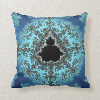 Mandelbrot Snowflake - baby blue fractal design Cushion