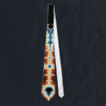 Mandelbrot Tie<br><div class="desc">Necktie showcasing the wondrous detail and beauty of the Mandelbrot set. The design is symmetrically framed, and prominently displays the distinctive Mandelbrot "bulb" shape in a sharp gold and blue palette.</div>