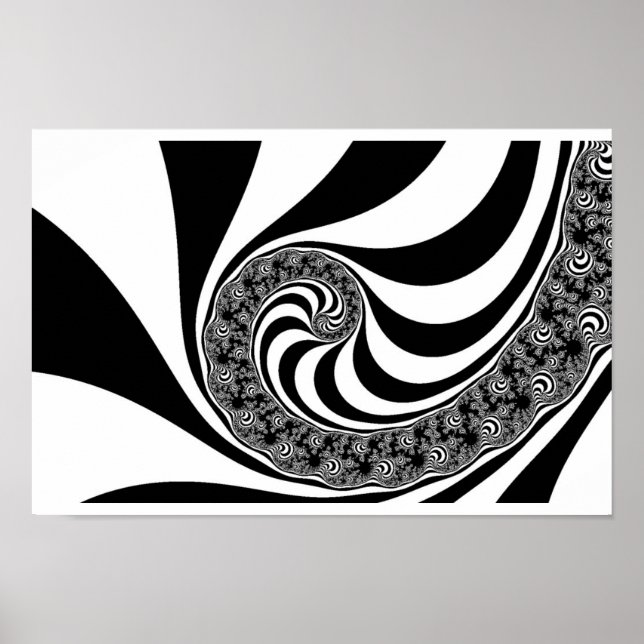 Mandelbrot Zebra Spiral Poster (Front)