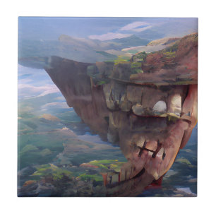 Mandible Mountain Cliffs Abstract Digital Art Ceramic Tile