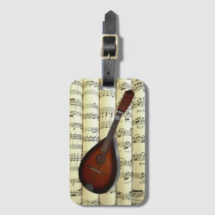 Mandolin 01 On Rolled Sheet Music ~ Luggage Tag