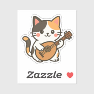 Mandolin Calico Cat Art Design