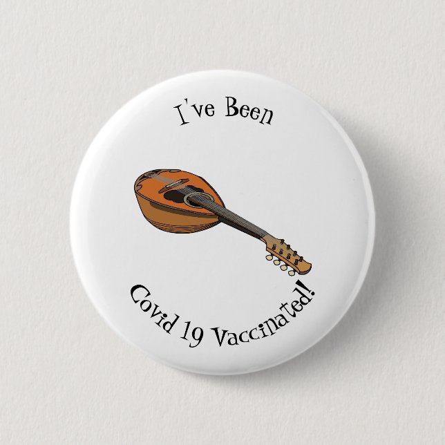 Mandolin cartoon illustration 6 cm round badge (Front)