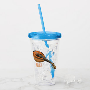 Mandolin cartoon illustration acrylic tumbler