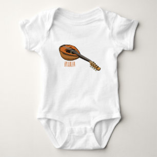 Mandolin cartoon illustration baby bodysuit