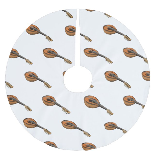 Mandolin cartoon illustration brushed polyester tree skirt (Front)