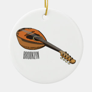 Mandolin cartoon illustration ceramic ornament