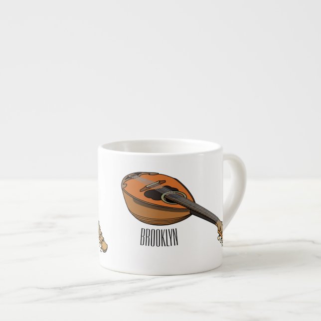 Mandolin cartoon illustration espresso cup (Front Right)