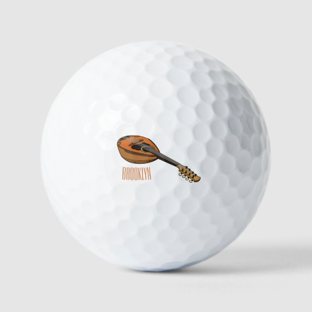 Mandolin cartoon illustration golf balls (Front)
