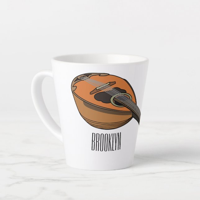 Mandolin cartoon illustration latte mug (Left Angle)