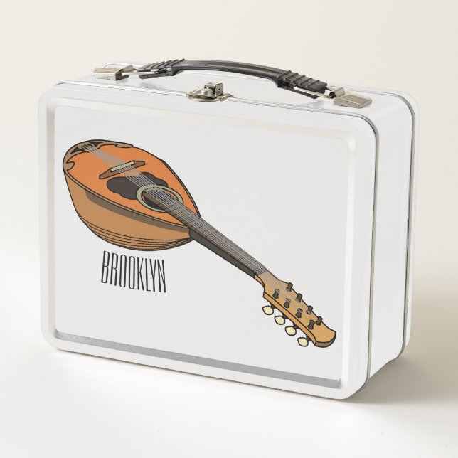 Mandolin cartoon illustration metal lunch box (Front)