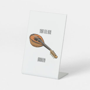 Mandolin cartoon illustration pedestal sign
