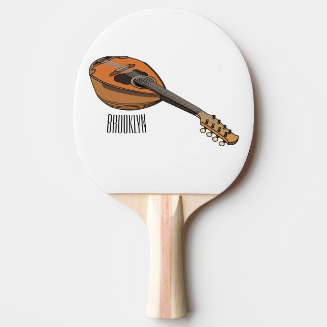 Mandolin cartoon illustration ping pong paddle (Front)
