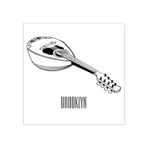 Mandolin cartoon illustration rubber stamp