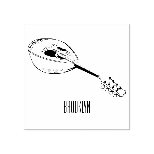 Mandolin cartoon illustration rubber stamp (Imprint)