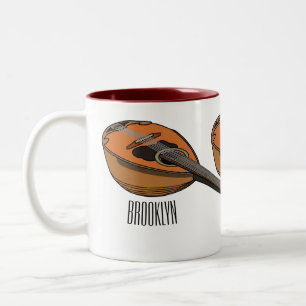 Mandolin cartoon illustration Two-Tone coffee mug