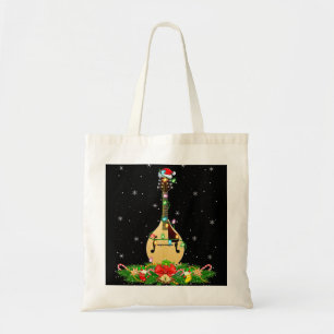 Mandolin Lover Music Lover Lighting Xmas Santa Man Tote Bag