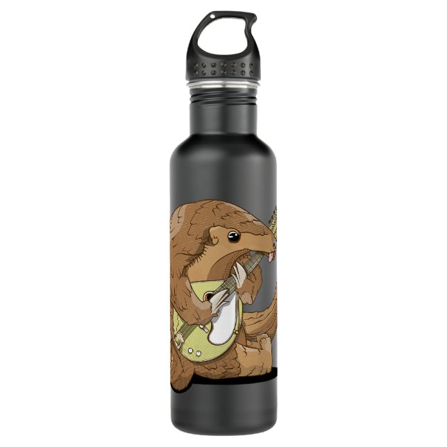 Mandolin Lover Pangolin playing Mandolin 710 Ml Water Bottle (Front)