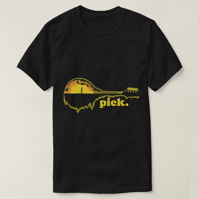 Mandolin Lover Pick Mandolin Trees Reflection 80s  T-Shirt (Design Front)