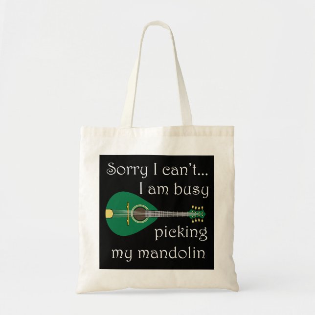 Mandolin Lover Picking Bluegrass Music Notes Tote Bag (Front)