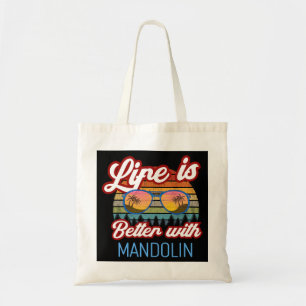 Mandolin Lover Retro Sunset Design Life is Better Tote Bag
