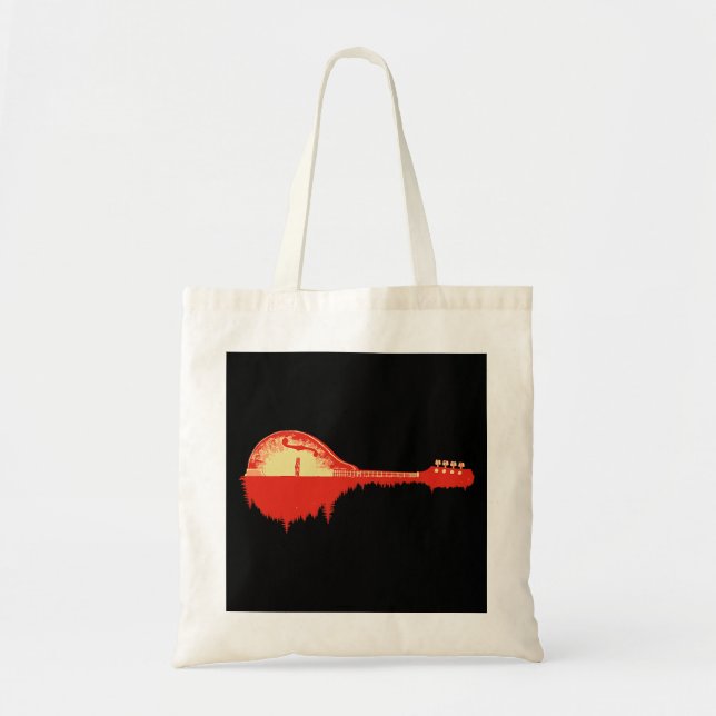 Mandolin Lover Trees Reflection 80s Retro Minimali Tote Bag (Front)