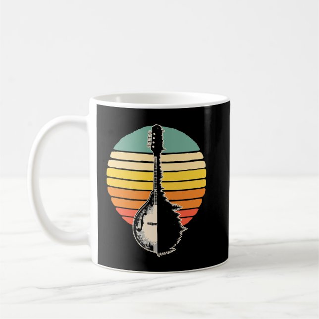 Mandolin Lover Trees Reflection 80s Retro Sunset B Coffee Mug (Left)