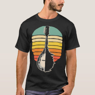 Mandolin Lover Trees Reflection 80s Retro Sunset B T-Shirt